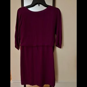 Halston Heritage cape sleeve drape back dress in purple